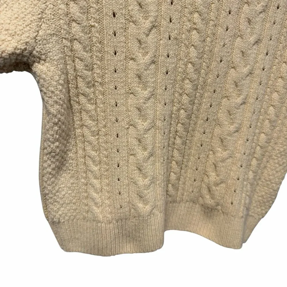 Intimately Free People Short + Sweet Crop Cable Knit Sweater in Eggnog Medium